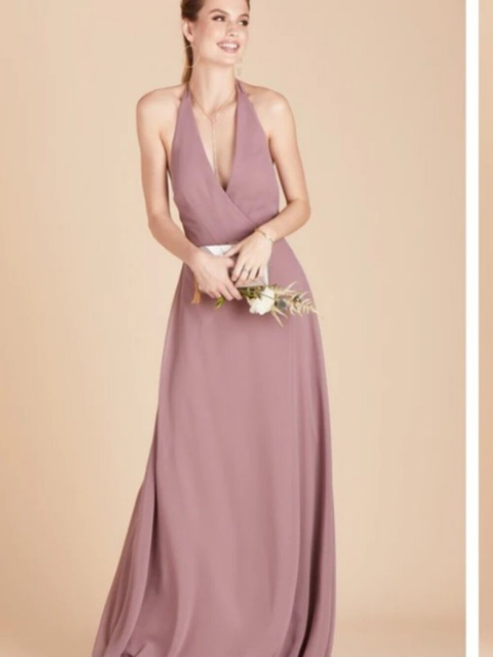 Birdy Grey Moni Convertible Chiffon Maxi Gown Dress Dark‎ Mauve XS